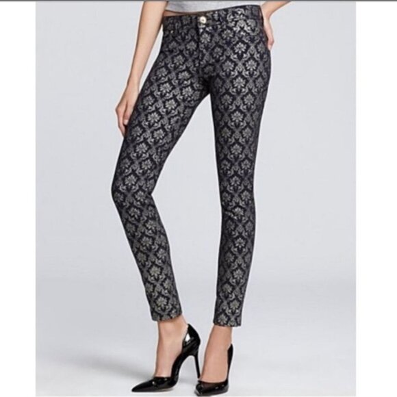DL1961 Emma Legging Skinny Jeans‎ Ornate Demask Purple Gold Size 25 - Picture 1 of 16